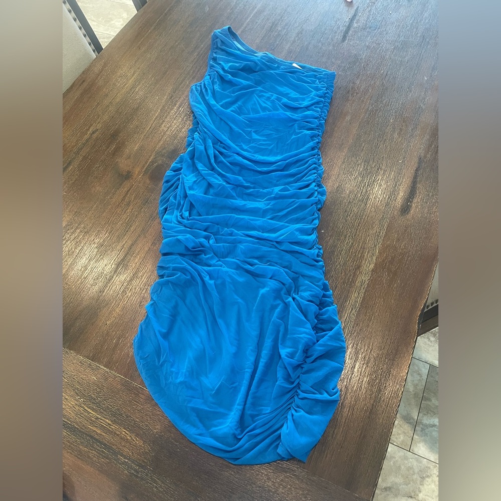 Vibrant Blue Ruched Dress